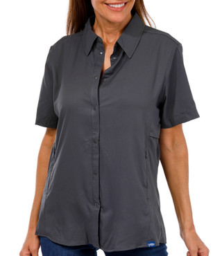 Thumbnail 1: AFTCO Aftco Womens Short Sleeve Button Down Top 