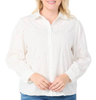 Thumbnail 1: LIV LOS ANGELES Liv Los Angeles Plus Long Sleeve Eyelet Button Down Top 