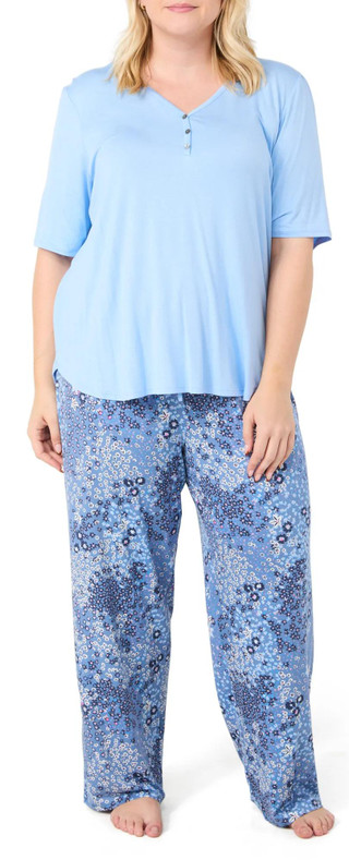 Thumbnail 1: Ellen Tracy Ellen Tracy Plus 2 Pc Short Sleeve Floral Sleepwear Set 