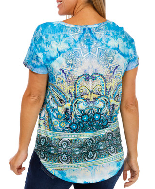 Thumbnail 3: ONE WORLD One World Womens Short Sleeve Embellished Top 