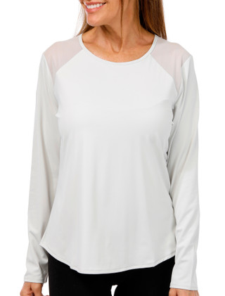 Thumbnail 1: RBX RBX Womens Active Long Sleeve Mesh Back Pleats Top 