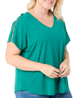 Thumbnail 1: RIO & RIAN Rio & Rian Plus V-Neck Dolman Top 