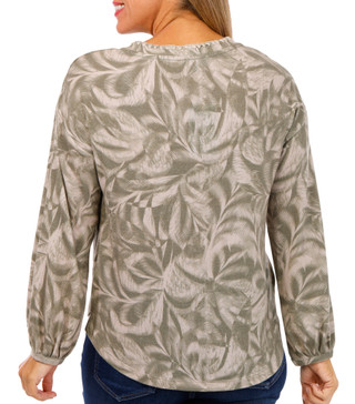 Thumbnail 2: Democracy Democracy Womens Long Sleeve Floral Embroidered Neck Top 