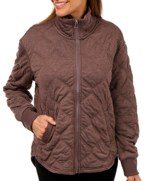 Thumbnail 1: RBX RBX Women's Solid Color Diamond Quilted Full Zip Up Jacket 