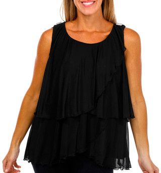 Thumbnail 1: HARPER 241 Harper 241 Womens Sleeveless Mesh Tier Top 