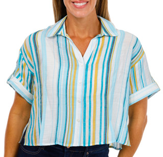 Thumbnail 1: Zac & Rachel Zac & Rachel Womens Petite Short Sleeve Striped Top 