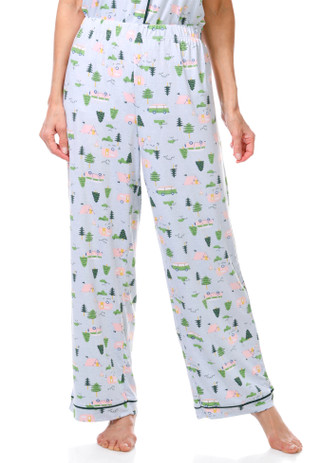 Thumbnail 2: JACLYN Jaclyn Womens 2 Pc Poconos Camper Print Pajama Pants Set 