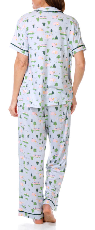 Thumbnail 4: JACLYN Jaclyn Womens 2 Pc Poconos Camper Print Pajama Pants Set 