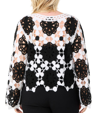 Thumbnail 2: LIV LOS ANGELES Liv Los Angeles Plus Long Sleeve Crochet Cardigan 
