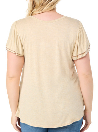 Thumbnail 2: AMANA Amana Plus Ruffle Sleeve Arrow Heart Top 