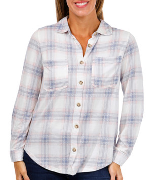 Thumbnail 1: C&C California C&C California Womens Long Sleeve Button Down Plaid Top 