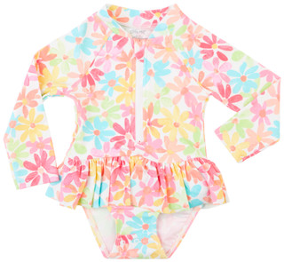 Thumbnail 1: Little Me Little Me Baby Girl Multi Floral Rash Guard Swimsuit 