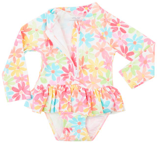 Thumbnail 3: Little Me Little Me Baby Girl Multi Floral Rash Guard Swimsuit 