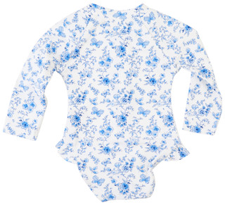 Thumbnail 2: Little Me Little Me Baby Girl Blue Floral Rash Guard Swimsuit 