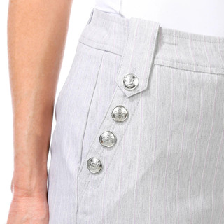 Thumbnail 2: Zac & Rachel Zac & Rachel Petite Stripe Button Slim Leg Pants 