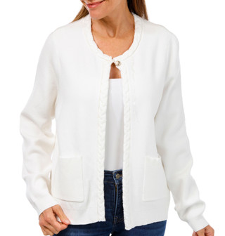 Thumbnail 1: Rafaella Rafaella Womens Long Sleeve Cable Trim Cardigan 