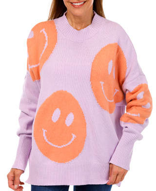 Thumbnail 1: BY TOGETHER By Together Juniors Smiley Print Sweater 