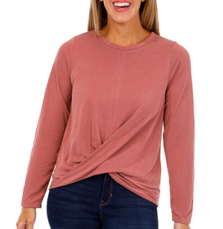 Thumbnail 1: GREEN ENVELOPE Green Envelope Womens Long Sleeve Twist Front Top 