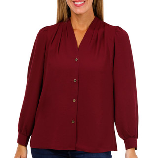 Thumbnail 1: NINE WEST Nine West Womens Long Sleeve Button Down Top 