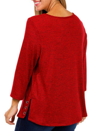 Thumbnail 5: Alfred Dunner Alfred Dunner Womens 3/4 Sleeve Melange Necklace Top 