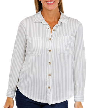 Thumbnail 1: C&C California C&C California Womens Long Sleeve Button Down Stripe Top 
