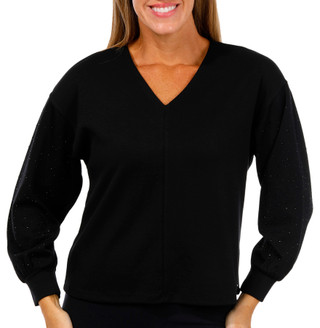 Thumbnail 1: BADGLEY MISCHKA Badgley Mischka Womens Long Sleeve Drop Shoulder Top 