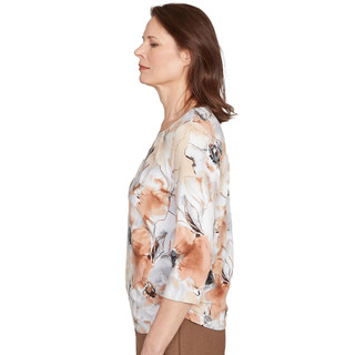 Thumbnail 2: Alfred Dunner Alfred Dunner Womens 3Q Sleeve Watercolor Floral Top 