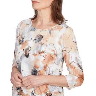Thumbnail 3: Alfred Dunner Alfred Dunner Womens 3Q Sleeve Watercolor Floral Top 