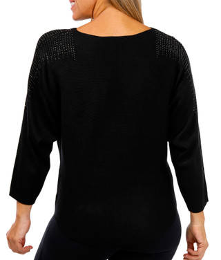 Thumbnail 3: BIRCH NY Birch NY Womens Long Sleeve Shoulder Bling Crew Neck Sweater 