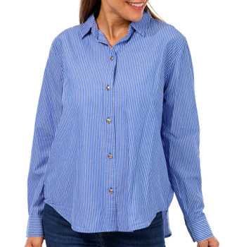 Thumbnail 1: Beach Lunch Lounge Beach Lunch Lounge Womens Long Sleeve Striped Button Top 