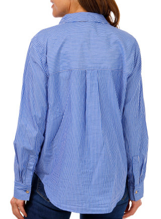 Thumbnail 2: Beach Lunch Lounge Beach Lunch Lounge Womens Long Sleeve Striped Button Top 