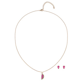 Thumbnail 1: Juilliet Juilliet Watermelon Pendant Necklace & Stud Earrings Set 