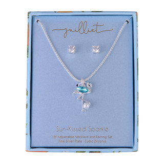 Thumbnail 2: Juilliet Juilliet Flamingo Necklace & Earrings Set 