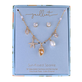 Thumbnail 2: Juilliet Juilliet Starfish Shell Charm Necklace & Stud Earrings Set 
