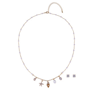 Thumbnail 1: Juilliet Juilliet Starfish Shell Charm Necklace & Stud Earrings Set 
