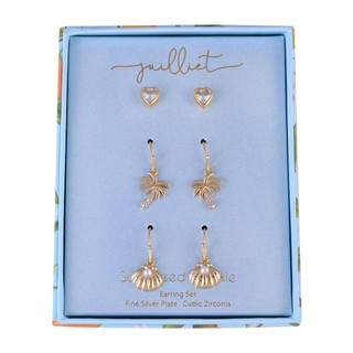 Thumbnail 2: Juilliet Juilliet 3 Pk Shell Palm Dangle & Stud Earrings Set 