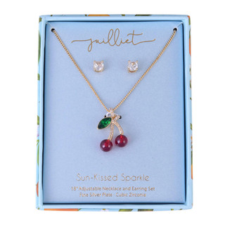 Thumbnail 2: Juilliet Juilliet Cherry Pendant Necklace & Stud Earrings Set 