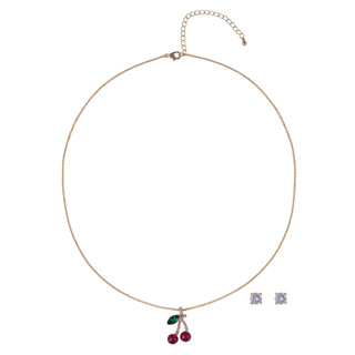 Thumbnail 1: Juilliet Juilliet Cherry Pendant Necklace & Stud Earrings Set 