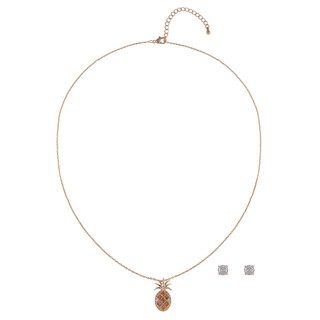 Thumbnail 1: Juilliet Juilliet Pineapple Pendant Necklace & Stud Earrings Set 