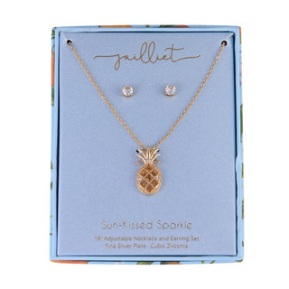 Thumbnail 2: Juilliet Juilliet Pineapple Pendant Necklace & Stud Earrings Set 