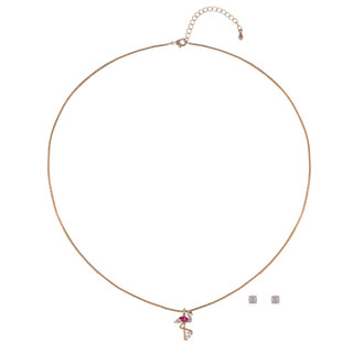 Thumbnail 1: Juilliet Juilliet Flamingo Pendant Necklace & Stud Earrings Set 