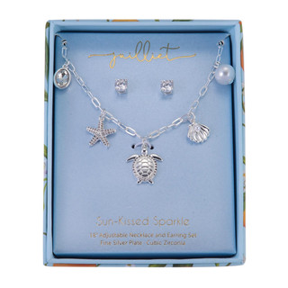 Thumbnail 2: Juilliet Juilliet Starfish Turtle Charm Necklace & Stud Earrings Set 