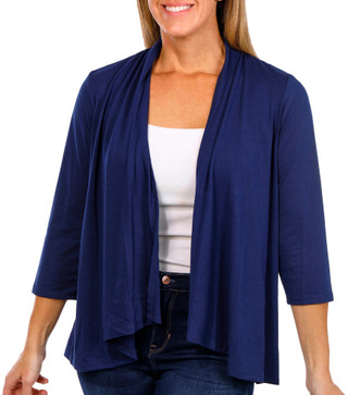 Thumbnail 2: NY COLLECTION NY Collection Petite 3/4 Sleeve Solid Jersey Knit Cardigan 