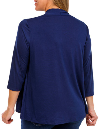 Thumbnail 3: NY COLLECTION NY Collection Petite 3/4 Sleeve Solid Jersey Knit Cardigan 