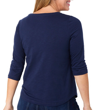 Thumbnail 2: Coral Bay Coral Bay Petite Embroidered Palm Double Band 3/4 Sleeve Top 