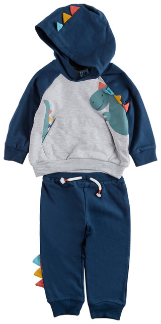 Thumbnail 1: Little Lad Little Lad Baby Boys 2 Pc Dino Print Hoodie Set 