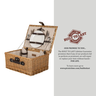 Thumbnail 2: Picnic Time Picnic Time 14 Pc. Classic Wicker Picnic Basket Set For Two 