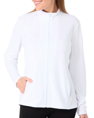 Thumbnail 4: Coral Bay Golf Coral Bay Golf Petite Active Textured Zip-Up Jacket 
