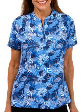 Thumbnail 1: Coral Bay Golf Coral Bay Golf Womens Active Textured Palms Golf Top 