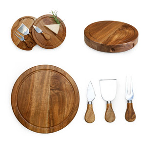 Thumbnail 9: Toscana Toscana Acacia Brie Cheese Cutting Board & Tools Set 